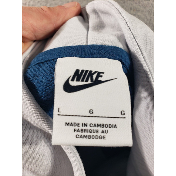 Nike Sweatshirt Women's Large Blue 1/2 Zip Fleece Team Jacket Cotton Stretch - Picture 7 of 12